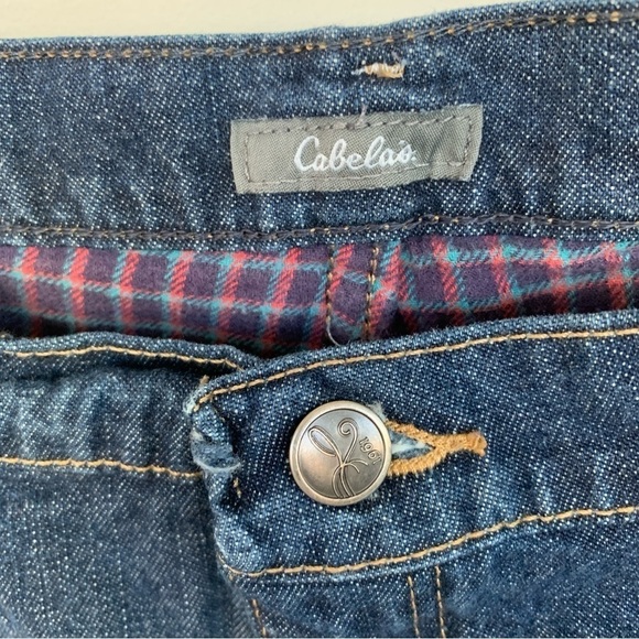 Cabela’s Dark Washed Plaid Lined High Rise Jeans Size 18R - Picture 2 of 7